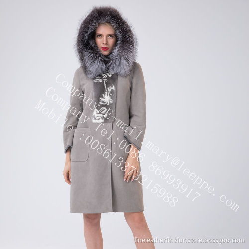 Winter Hooded Spain Merino Shearling Coat For Women